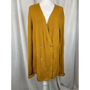Suzanne Rae Mustard Yellow Ribbed Knit Cardigan – M, Cozy & Chic